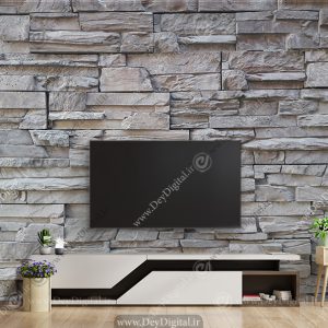 پوستر دیواری طرح سنگ قابل شستشو برای پشت تی وی