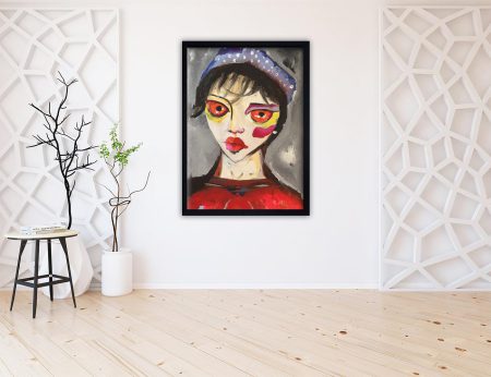 تابلو اختصاصی نقاشی دخترک چشم قرمز