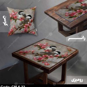ست رومیزی و رانر طرح گل کد CM-6-32
