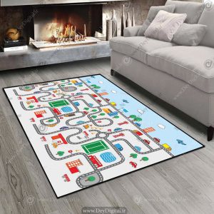 فرش اتاق کودک طرح خیابون و شهر