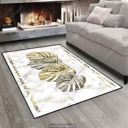 فرش فانتزی طرح برگ انجیری طلایی