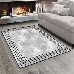 فرش چاپی ساده طوسی پتینه ای