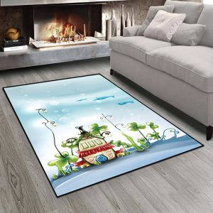 فرش چاپی اتاق نوزاد طرح خانه زیبا در دریا