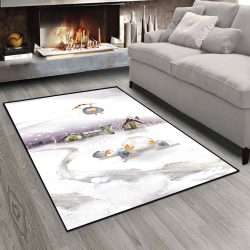 فرش چاپی طرح کلاغ ها در حال برف بازی