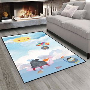 فرش چاپی طرح عروسکی کلاغ ها در حال شنا