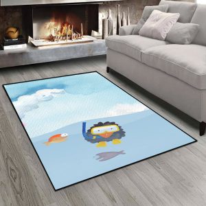 فرش چاپی طرح عروسکی کلاغ در حال شنا