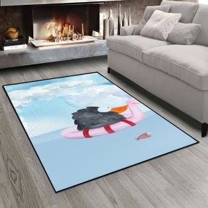 فرشینه طرح عروسکی کلاغ در حال شنا در دریا