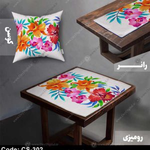 رومیزی و رانر طرح گل کد CS-302