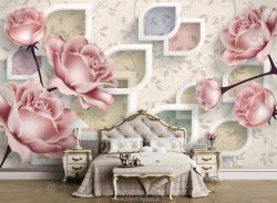 کاغذ دیواری اتاق خواب سه بعدی گل