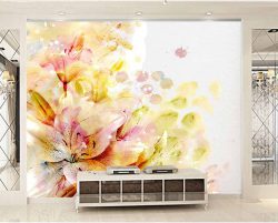کاغذ دیواری سه بعدی طرح گل نقاشی هنری