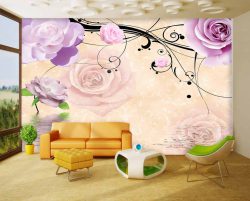 پوستر دیواری گل های رز سه بعدی زیبا