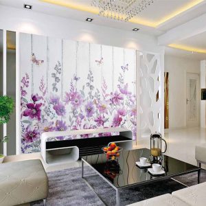 پوستر دیواری طرح گل های بنفش نقاشی