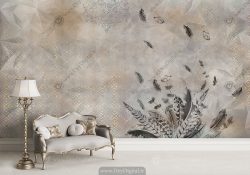 پوستر دیواری طرح مدرن پتینه و پر