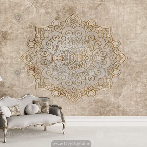 پوستر دیواری طرح جدید شمسه با زمینه کرمی