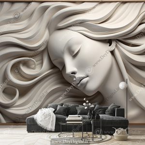 پوستر دیواری سه بعدی چهره گچبری