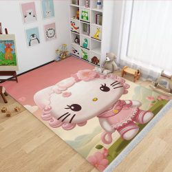 فرش چاپی کیتی با لباس صورتی
