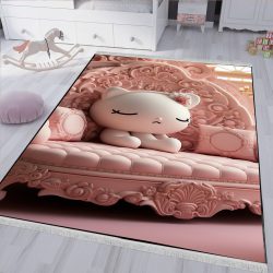 فرشینه سه بعدی دخترانه طرح بچه گربه
