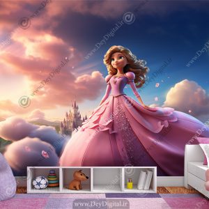 کاغذ دیواری سه بعدی طرح پرننسی برای اتاق دختر