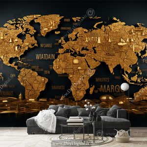 پوستر دیواری اتاق خواب طرح نقشه