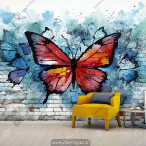 پوستر دیواری طرح پروانه سه بعدی برای اتاق خواب