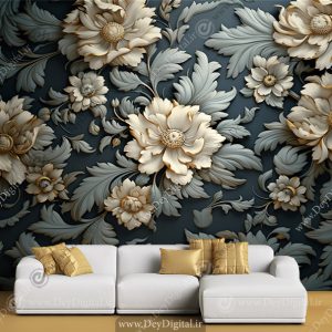 پوستر دیواری گل سه بعدی لاکچری