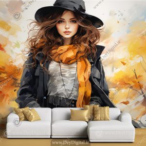 پوستر دیواری اتاق خواب دخترانه طرح آبرنگی