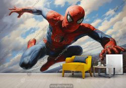 پوستر دیواری مرد عنکبوتی در آسمان
