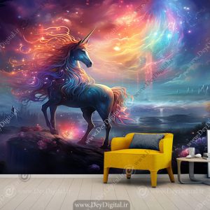 پوستر دیواری دخترانه طرح اسب تکشاخ