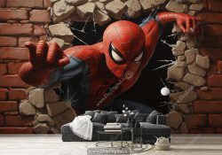 پوستر مرد عنکبوتی با زمینه آجری