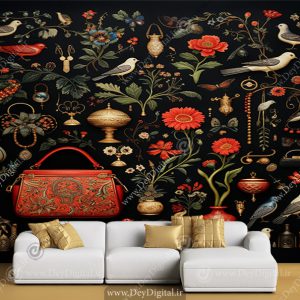 پوستر دیواری گل و مرغ سنتی