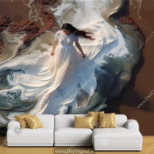 پوستر دیواری دختر و ساحل دریا