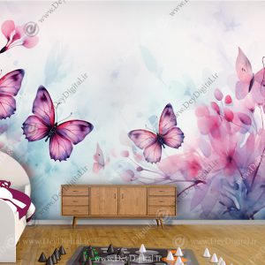 پوستر دیواری سه بعدی طرح پروانه