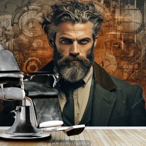 کاغذ دیواری سه بعدی آرایشگاه مردانه