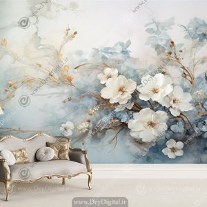 پوستر دیواری سه بعدی گل برای سالن پذیرایی