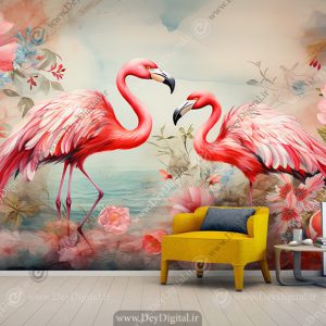 پوستر سه بعدی لاکچری دخترانه طرح فلامینگو
