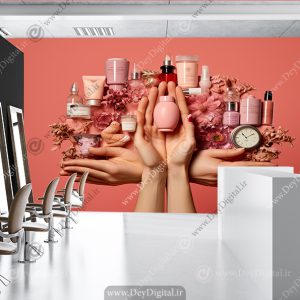 پوستر دیواری برای آرایشگاه زنانه طرح لواز آرایشی و مراقبتی