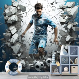 پوستر دیواری سه بعدی فوتبالی برای اتاق پسر