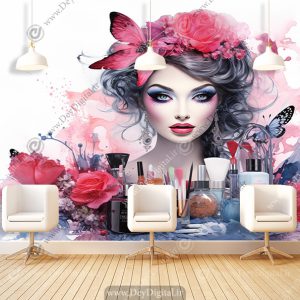 کاغذ دیواری سه بعدی آرایشگاه زنانه