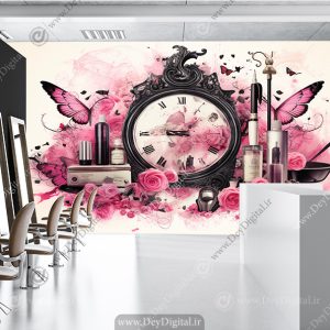 پوستر فانتزی سه بعدی برای سالن زیبایی زنانه رنگ سفید صورتی