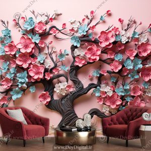 پوستر دیواری درخت شکوفه سه بعدی