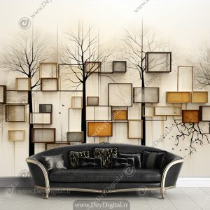 کاغذ دیواری سه بعدی سالن پذیرایی