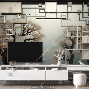 پوستر دیواری سه بعدی پشت تی وی