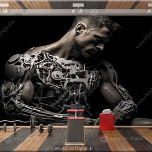 کاغذ دیواری سه بعدی بدنساز برای باشگاه مردانه