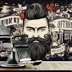 پوستر سه بعدی طرح وکتوری و تایپوگرافی برای آرایشگاه مردانه