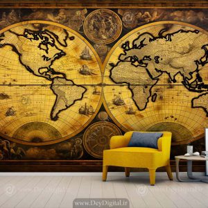 پوستر دیواری سه بعدی طرح نقشه جهان