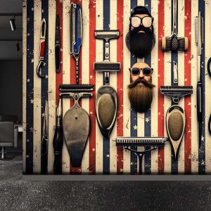 کاغذ دیواری سه بعدی پیرایش و ارایشگاه مردانه