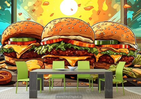 پوستر دیواری همبرگر برای فست فود