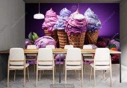 پوستر دیواری بستنی فروشی با طعم بلوبری و شاه توت