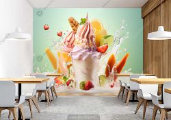 پوستر دیواری سه بعدی آبمیوه و بستنی فروشی