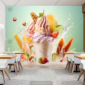 پوستر دیواری سه بعدی آبمیوه و بستنی فروشی